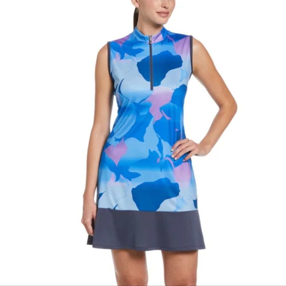 NWOT Callaway Blue Woman's Abstract Gradient Print Golf Dress Sz: M.